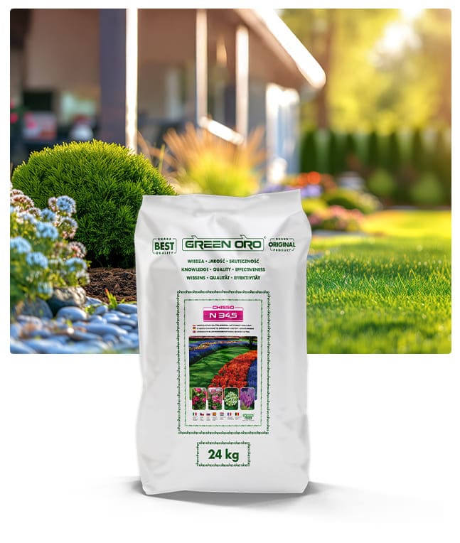 N 34,5 saletra amonowa ogrodowa – nawóz azotowy 34,5% N do trawnika i ogrodu (III–IX)